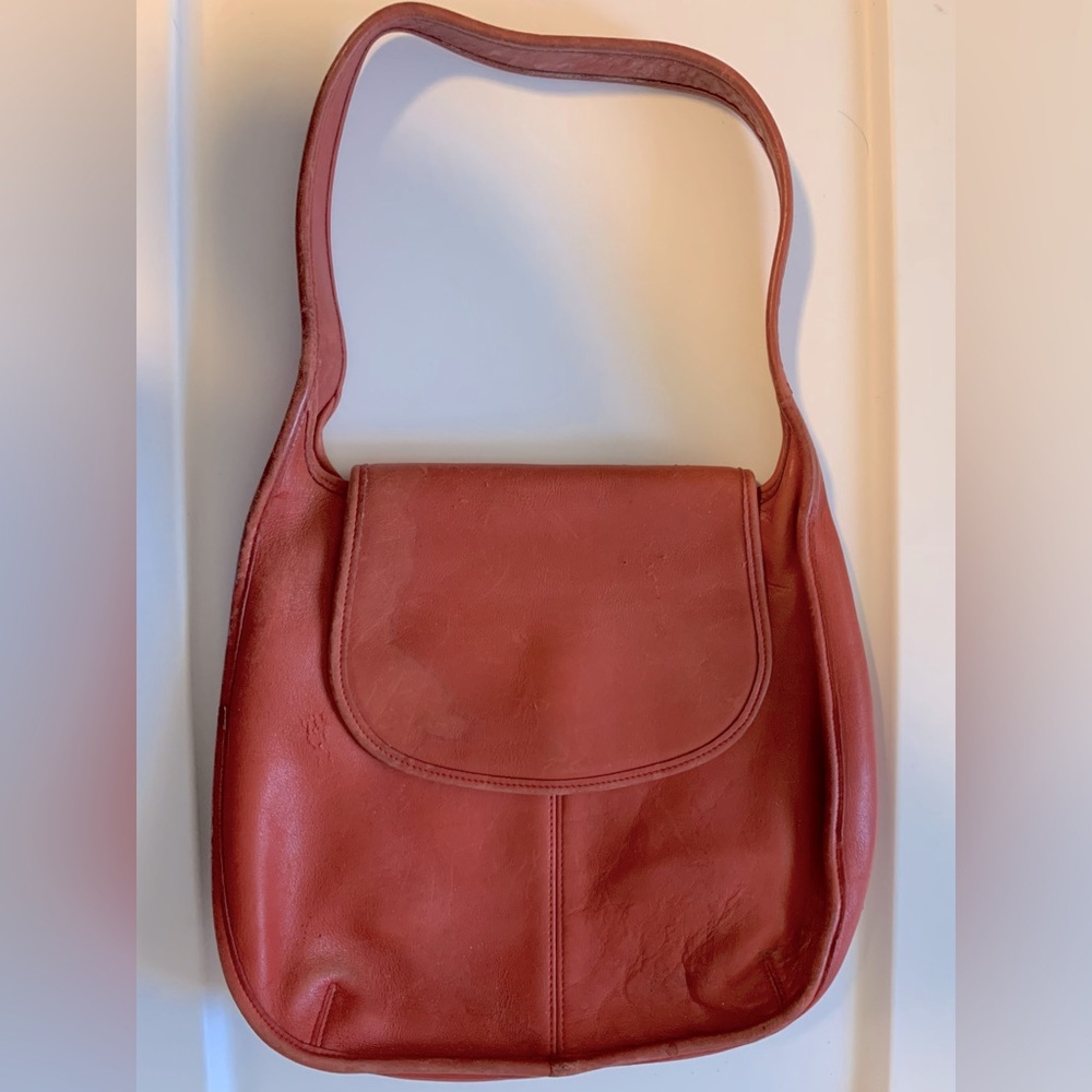 Rare Vintage Red Coach Saddlebag Style Purse 1990s Ergo 9029